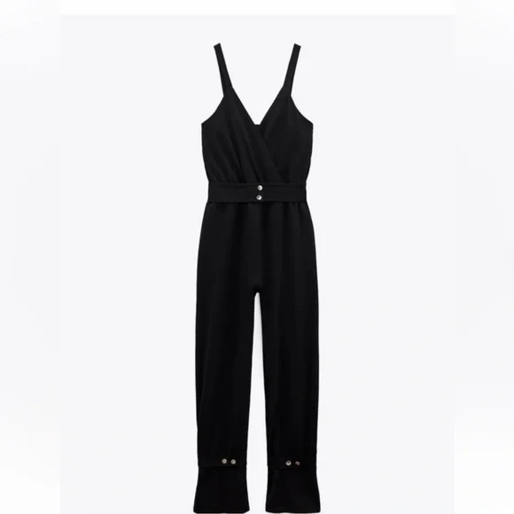 Zara cuffed ankle jumpsuit. Size medium. Black. EUC. - Picture 4 of 9